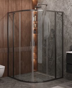 Изображение товара Душевой уголок Cezares Molveno-R-22-100+30-C-GM-IV, 130 x 130 см, стекло прозрачное, профиль оружейная сталь 