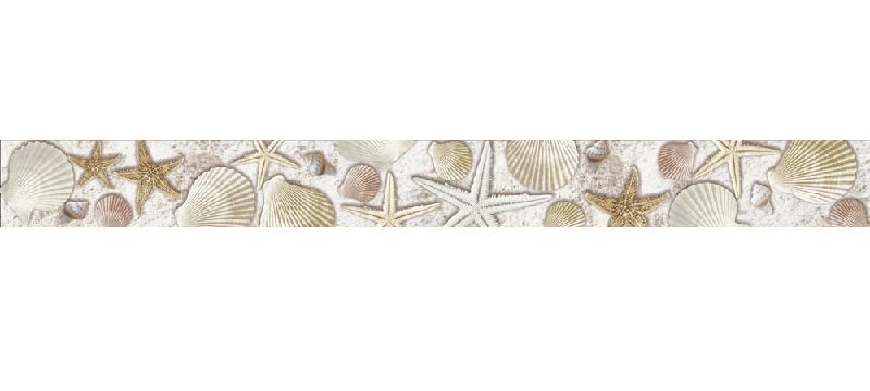 Изображение товара Бордюр Alma Ceramica Ailand BWU60ALD404, 6 x 60 см, бежевый с рисунком, глянцевый