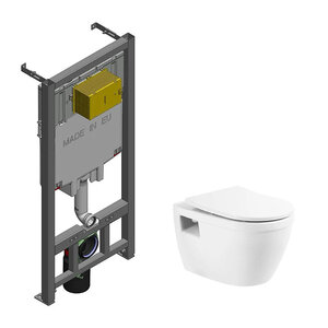 Изображение товара Инсталляция Jacob Delafon с безободковым унитазом BelBagno Loto, сиденье с микролифтом, E29025-NF/BB070CHR/SC