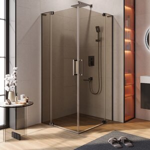 Изображение товара Душевой уголок Cezares SLIDER-AH-2-70/80-100/110-BR-GM, 70/80 х 100/110 см, стекло бронза, профиль оружейная сталь