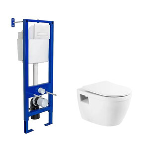 Изображение товара Инсталляция Berges Atom Line с безободковым унитазом BelBagno Loto, сиденье с микролифтом, клавиша смыва, 040339/BB070CHR/SC