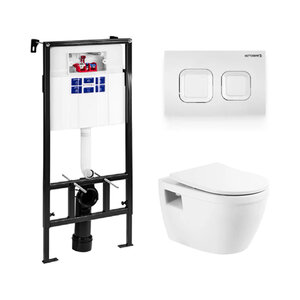 Изображение товара Инсталляция Bettoserb Sava Fix Slim с безободковым унитазом BelBagno Loto, сиденье с микролифтом, клавиша смыва, SET40006470/BB070CHR/SC