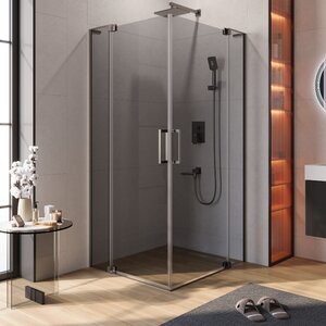 Изображение товара Душевой уголок Cezares SLIDER-AH-2-70/80-100/110-GRIGIO-GM, 70/80 х 100/110 см, стекло серое, профиль оружейная сталь