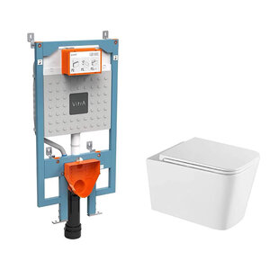 Изображение товара Инсталляция Vitra V-Fix Prime с безободковым унитазом Vincea Q-Line, сиденье с микролифтом, 768-5800-01/VT1-12T