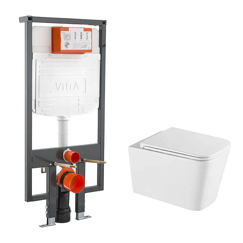 Изображение товара Инсталляция Vitra для безободкового подвесного унитаза Vincea Q-Line с системой двойного слива