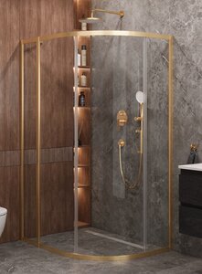 Изображение товара Душевой уголок Cezares Molveno-RH-1-120/90-C-BORO-IV, 120 x 90 см, стекло прозрачное, профиль брашированное золото 