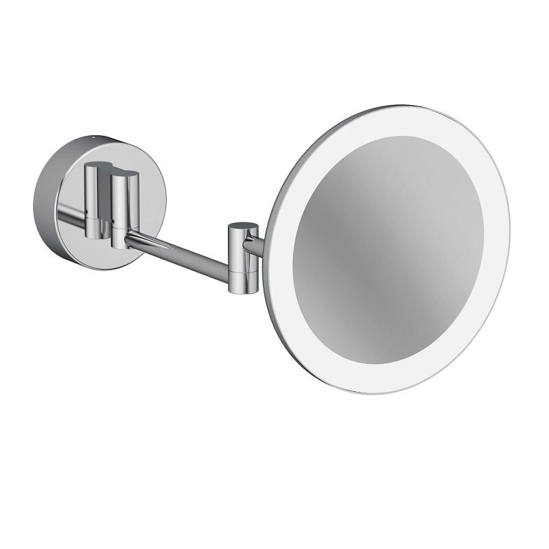 Изображение товара Настенное косметическое зеркало Kludi Vela R 5899505W, с 3-х кратным увеличением и Led-подсветкой, цвет держателя хром