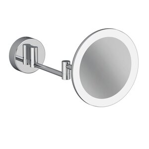 Изображение товара Настенное косметическое зеркало Kludi Vela R 5899505W, с 3-х кратным увеличением и Led-подсветкой, цвет держателя хром