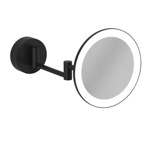 Изображение товара Настенное косметическое зеркало Kludi Vela R 5899539W, с 3-х кратным увеличением и Led-подсветкой, цвет держателя черный матовый