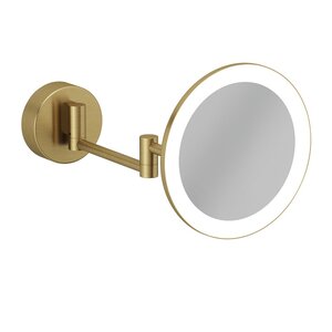 Изображение товара Настенное косметическое зеркало Kludi Vela R 58995N0W, с 3-х кратным увеличением и Led-подсветкой, цвет держателя золото брашированное