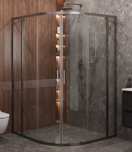Изображение товара Душевой уголок Cezares Molveno-RH-22-130/120-C-GM-IV, 130 x 120 см, стекло прозрачное, профиль оружейная сталь 