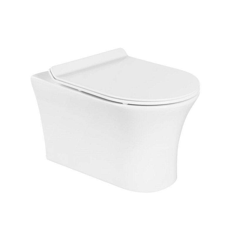 Изображение товара Унитаз подвесной BelBagno Ancona BB1224CHR-SM/BB2011SC, безободковый, сиденье микролифт, белый