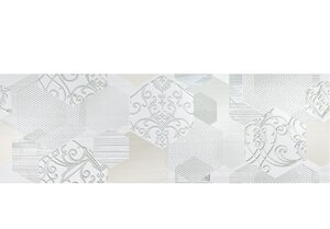 Изображение товара Декор Alma Ceramica Boutique DWU11BTQ007, 20 x 60 см, серый с орнаментом, глянцевый