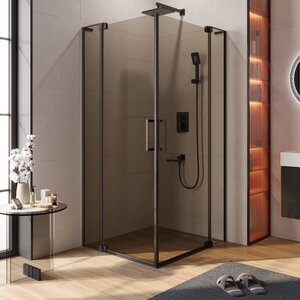 Изображение товара Душевой уголок Cezares SLIDER-AH-2-70/80-80/90-BR-NERO, 70/80 х 80/90 см, стекло бронза, профиль черный матовый