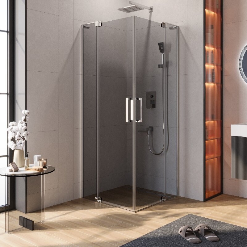 Изображение товара Душевой уголок Cezares SLIDER-AH 2-70/80-80/90-GRIGIO-Cr, прямоугольный, стекло серое