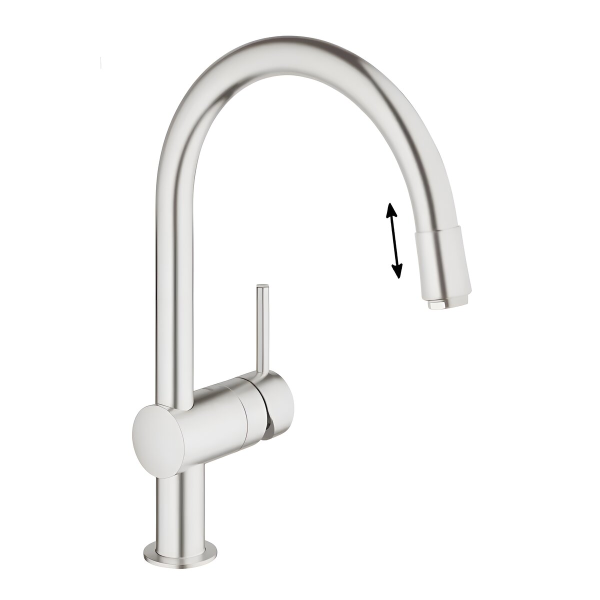 Изображение товара Смеситель для кухонной мойки Grohe Minta, вытяжной излив, суперсталь, 5 лет гарантия