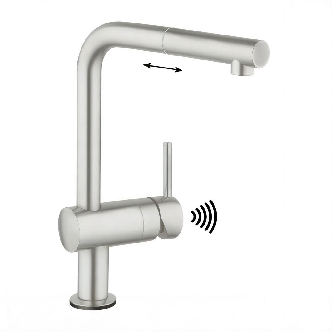 Изображение товара Смеситель Grohe Minta 31360DC0 с вытяжным изливом, сенсор, Германия Изображение товара Смеситель Grohe Minta 31360DC0 с вытяжным изливом, сенсор, Германия
