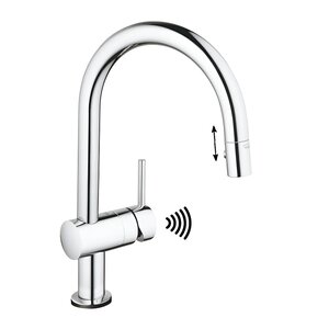 Изображение товара Смеситель для кухонной мойки Grohe Minta, 31358000, с вытяжным изливом, хром