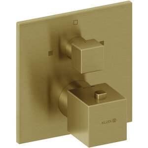 Изображение товара Термостатический встроенный смеситель для ванны и душа Kludi Decus 54810N075 Золото брашированное