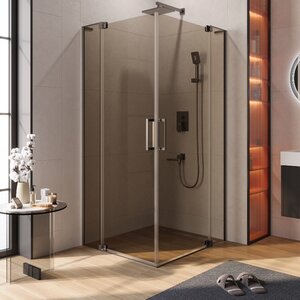 Изображение товара Душевой уголок Cezares SLIDER-AH-2-70/80-90/100-BR-GM, 70/80 х 90/100 см, стекло бронза, профиль оружейная сталь