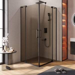 Изображение товара Душевой уголок Cezares SLIDER-AH-2-80/90-100/110-BR-NERO, 80/90 х 100/110 см, стекло бронза, профиль черный матовый