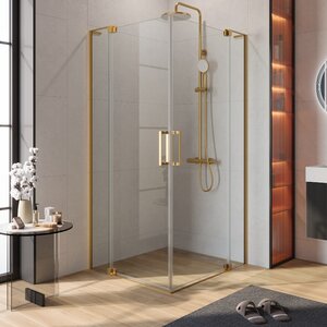 Изображение товара Душевой уголок Cezares SLIDER-AH-2-80/90-100/110-C-BORO, 80/90 х 100/110 см, стекло прозрачное, профиль брашированное золото