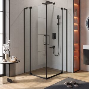 Изображение товара Душевой уголок Cezares SLIDER-AH-2-80/90-100/110-C-NERO, 80/90 х 100/110 см, стекло прозрачное, профиль черный матовый