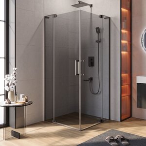 Изображение товара Душевой уголок Cezares SLIDER-AH-2-80/90-100/110-GRIGIO-GM, 80/90 х 100/110 см, стекло серое, профиль оружейная сталь