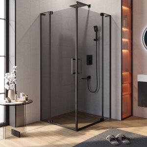 Изображение товара Душевой уголок Cezares SLIDER-AH-2-80/90-100/110-GRIGIO-NERO, 80/90 х 100/110 см, стекло серое, профиль черный матовый