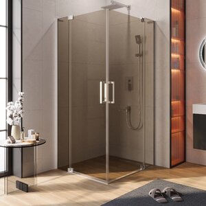 Изображение товара Душевой уголок Cezares SLIDER-AH-2-80/90-90/100-BR-Cr, 80/90 х 90/100 см, стекло бронза, профиль хром