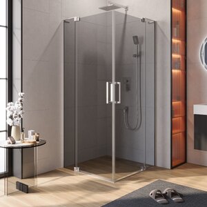 Изображение товара Душевой уголок Cezares SLIDER-AH-2-90/100-100/110-GRIGIO-Cr, 90/100 х 100/110 см, стекло серое, профиль хром