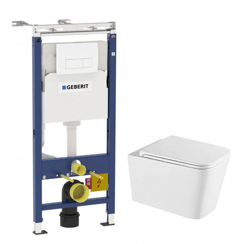 Изображение товара Инсталляция Geberit Duofix Delta с безободковым унитазом Vincea Q-Line и сиденьем с микролифтом