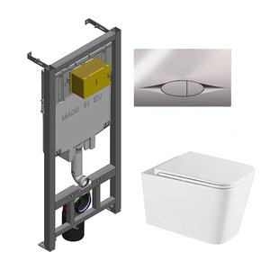 Изображение товара Инсталляция Jacob Delafon с безободковым унитазом Vincea Q-Line, сиденье с микролифтом, клавиша смыва, E21822-CP/VT1-12T