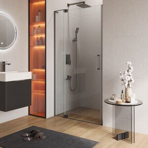 Изображение товара Душевая дверь Cezares SLIDER-B-1-100/110-C-GM 100/110 см прозрачное стекло оружейная сталь