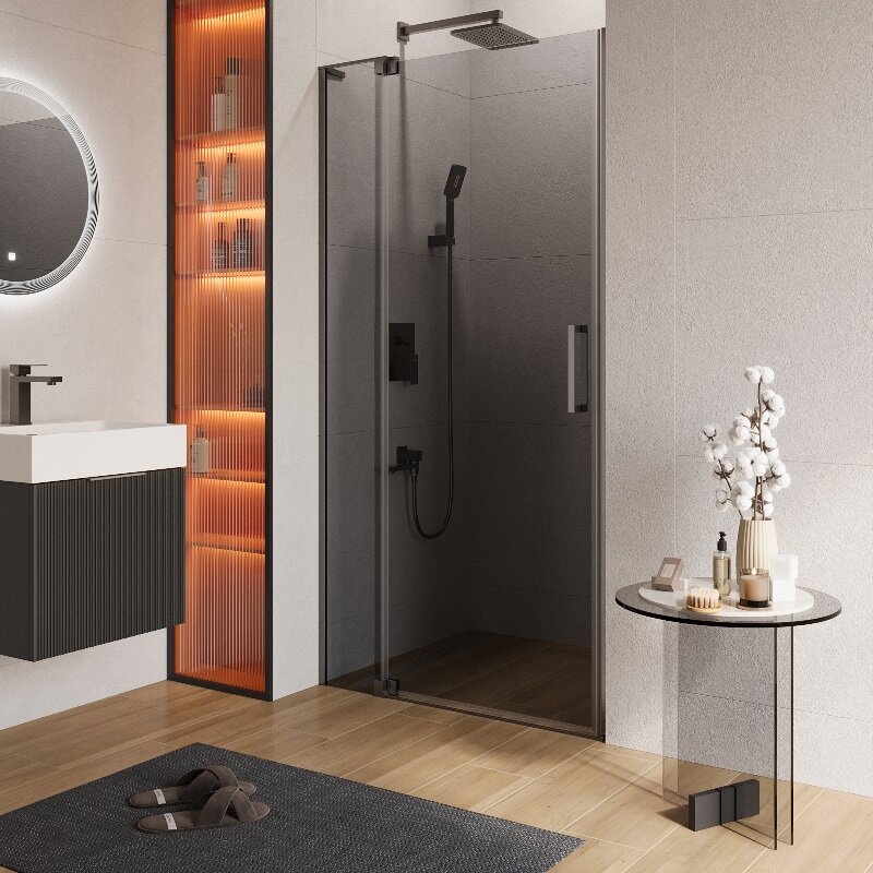 Изображение товара Душевая дверь Cezares SLIDER-B-1 100/110-GRIGIO-GM из закаленного стекла и алюминия