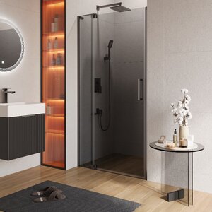 Изображение товара Душевая дверь Cezares SLIDER-B-1 100/110-GRIGIO-GM из закаленного стекла и алюминия