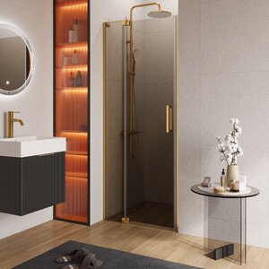 Изображение товара Душевая дверь Cezares SLIDER-B-1-70/80-BR-BORO, стекло бронза, профиль золото, Италия