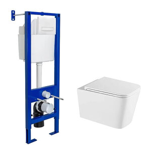 Изображение товара Инсталляция Berges Atom Line с безободковым унитазом Vincea Q-Line, сиденье с микролифтом, клавиша смыва, 040339/VT1-12T