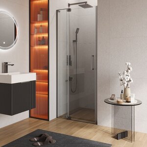 Изображение товара Душевая дверь Cezares SLIDER-B-1-70/80-C-GM, 70/80 см, стекло прозрачное, профиль оружейная сталь