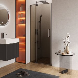 Изображение товара Душевая дверь Cezares SLIDER-B-1-80/90-BR-GM, бронза, распашная, 80/90 см