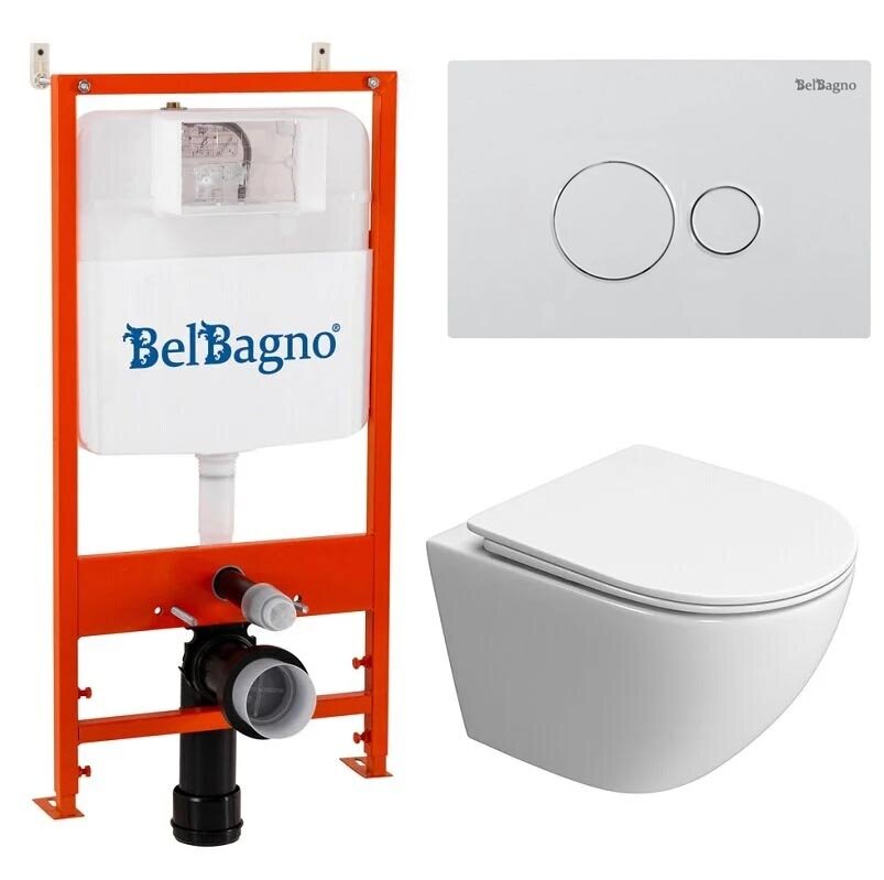 Изображение товара Инсталляция для унитаза BelBagno Uno-Tor BB5177CH-TOR/SC с безободковым унитазом и функцией микроли