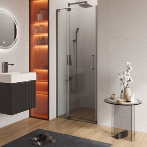 Изображение товара Душевая дверь Cezares SLIDER-B-1-80/90-C-GM, 80/90 см, стекло прозрачное, профиль оружейная сталь