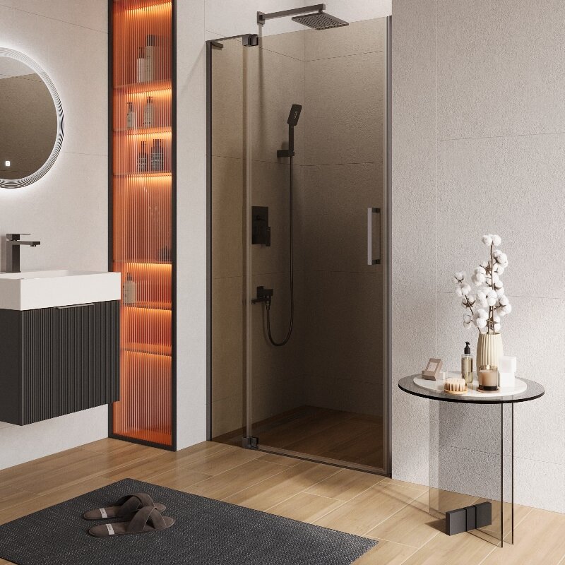 Изображение товара Душевая дверь Cezares SLIDER-B-1-90/100-BR-GM, 90/100 см, бронза, оружейная сталь