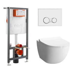 Изображение товара Инсталляция Vitra Rapid с безободковым унитазом Vitra Sento, подвесной, белый, 34 см