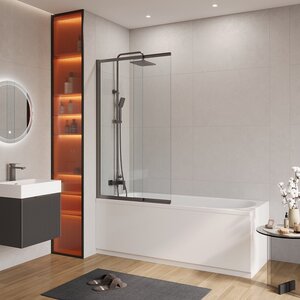 Изображение товара Душевая шторка на ванну Cezares SLIDER-VF-11-90/150-C-GM, 90 см, стекло прозрачное, профиль оружейная сталь