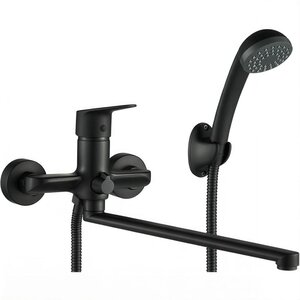 Изображение товара Смеситель для ванны и душа WesnaArt Nova NOV03-320Black, с душевым гарнитуром, черный матовый