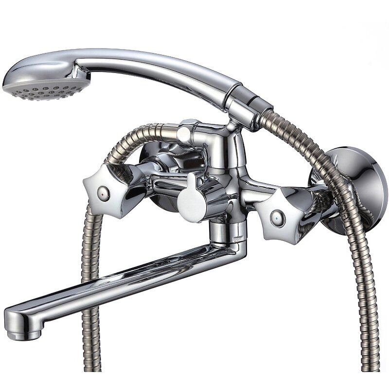 Изображение товара Стильный смеситель для ванны и душа WesnaArt Kamila KAM16-323-23251 с душевым гарнитуром хром