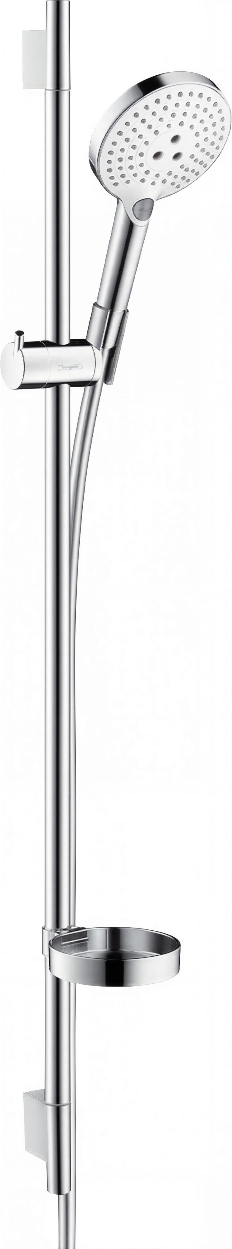 Изображение товара Душевой гарнитур Hansgrohe Raindance Select S 120 3jet 26631400, корпус хром, лицевая часть белая, 120 мм, 3 режима струи