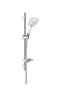 Изображение товара Душевой гарнитур Hansgrohe Raindance Select 150 3jet 27856400, корпус хром, лицевая часть белая 150 мм, 3 режима струи