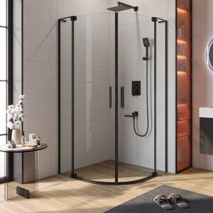 Изображение товара Душевой уголок Cezares SLIDER-R-2-80/90-C-NERO, 80/90 х 80/90 см, стекло прозрачное, профиль черный матовый